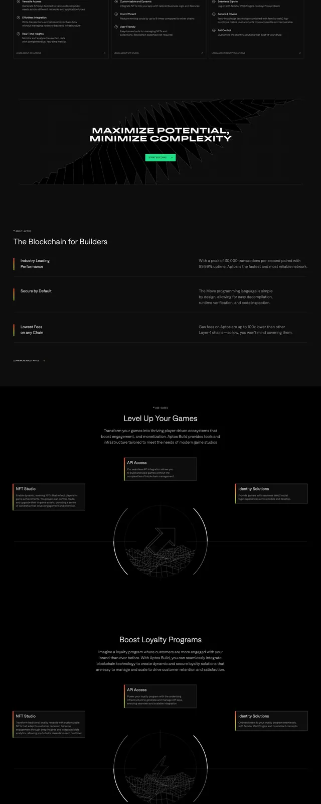 Aptos Build Developer Portal, dark-mode, technical, dark