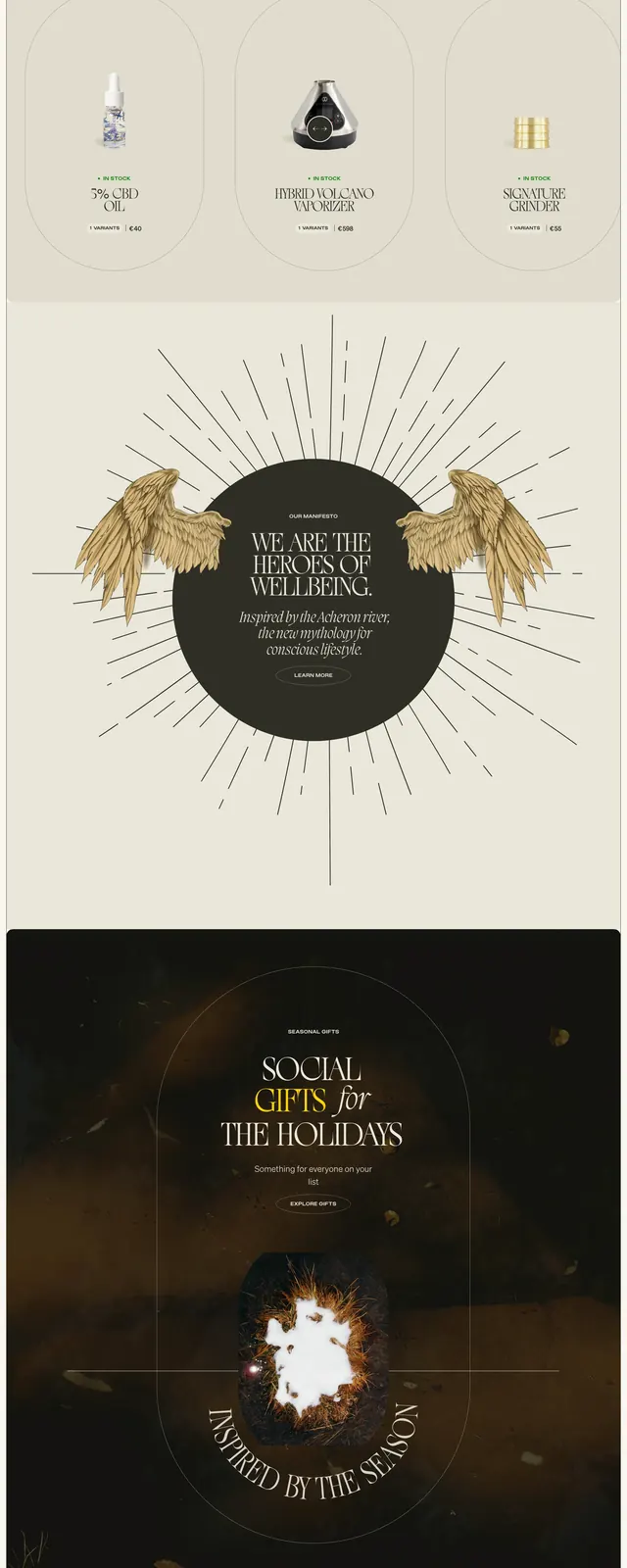 Aquerone Wellness Landing Page, editorial, organic, earthy