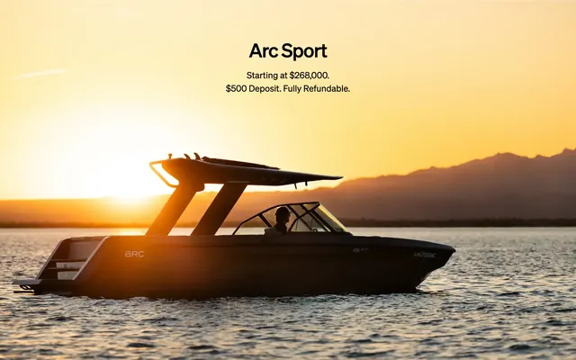 Arc Sport sunset pricing hero, minimal, photographic, dark