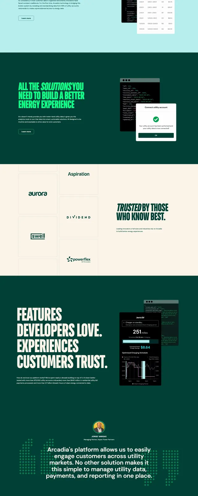 Arcadia Energy Landing Page, corporate-clean, editorial, high-contrast