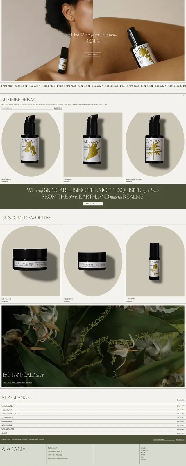 Arcana Botanical Skincare, luxury, editorial, earthy
