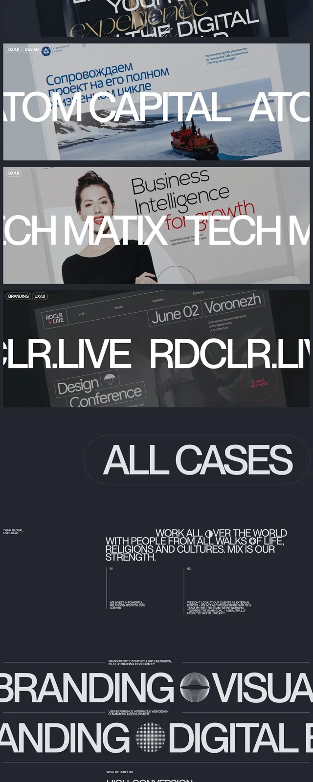 Arcr Digital Agency Landing Page, brutalist, minimal, dark