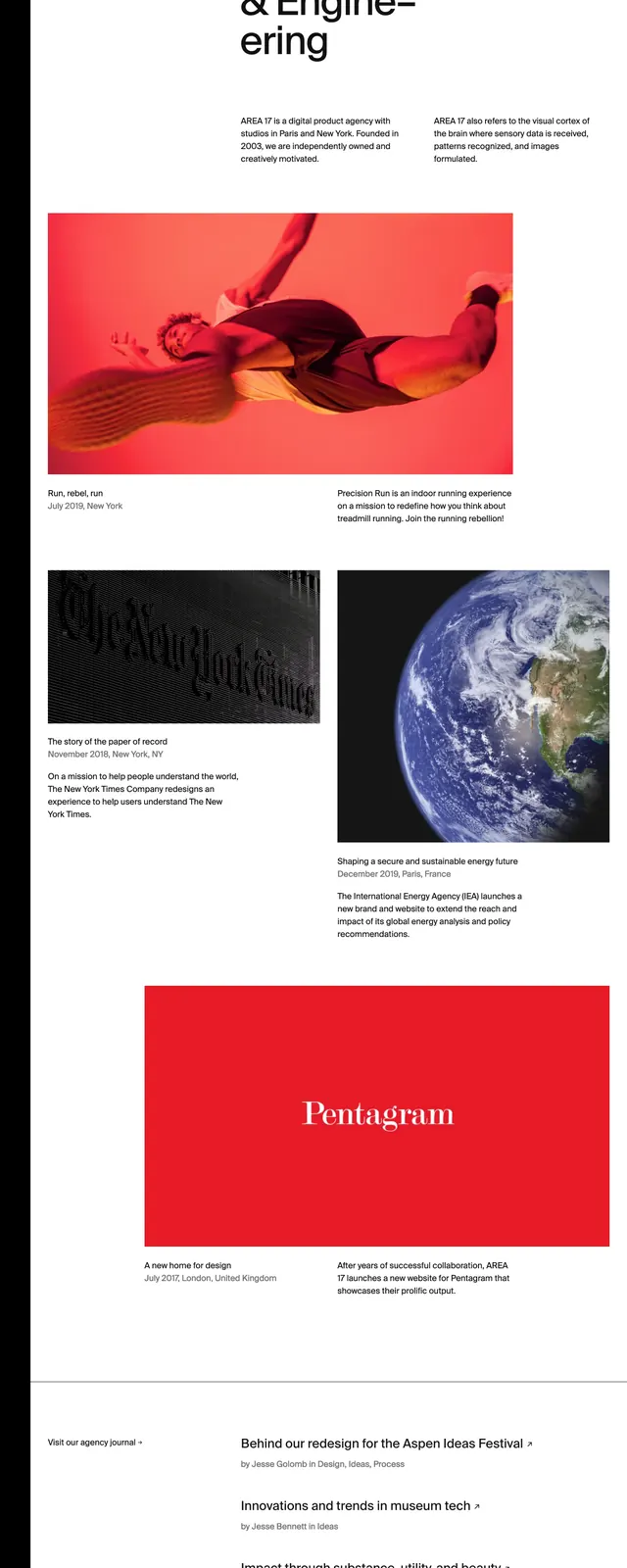Area17 Agency Landing Page, minimal, swiss, high-contrast