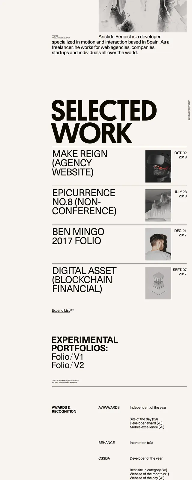 Aristide Benoist Portfolio, minimal, swiss, monochrome