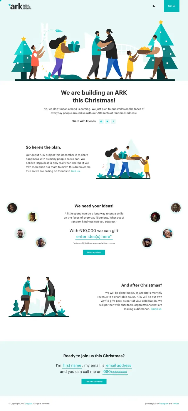Ark By Cregital Holiday Campaign, illustrated, flat, light
