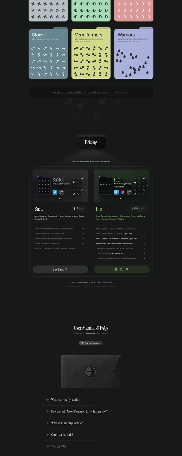 Arrowdynamics Animation Library, dark-mode, technical, dark