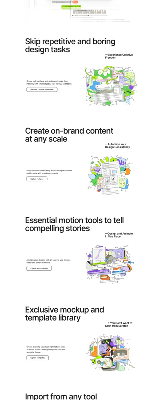 Artboard Studio Landing Page, corporate-clean, minimal, light