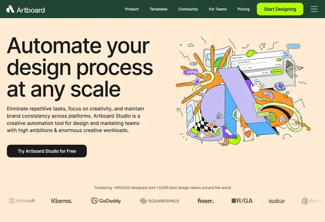 Artboard teams hero with logo cloud, minimal, light-mode, light