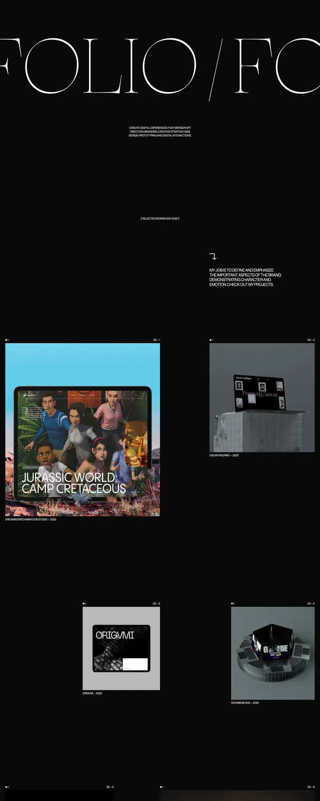 Artemiy Lebedev Portfolio, editorial, dark-mode, dark