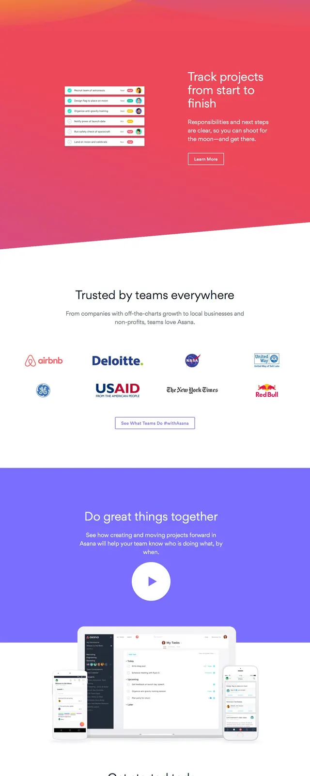 Asana Landing Page, corporate-clean, minimal, light