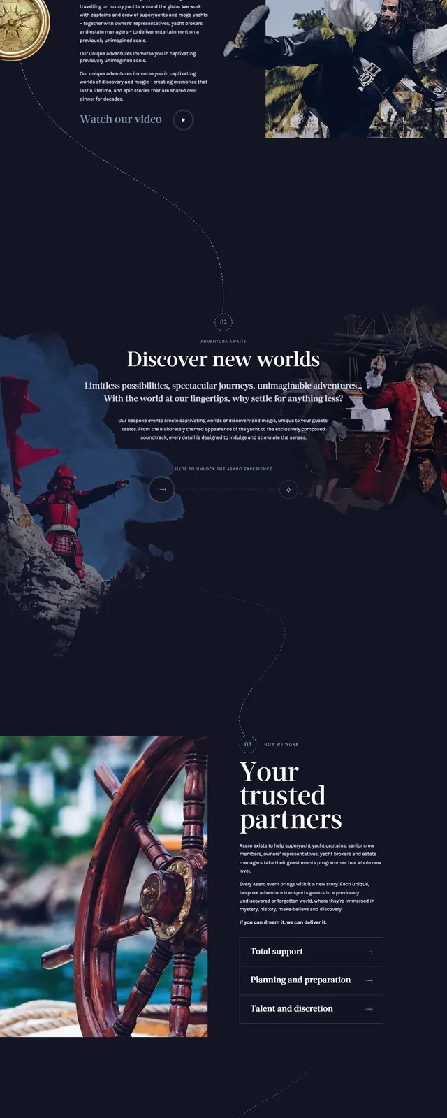 Asaro Adventure Landing Page, luxury, photographic, dark