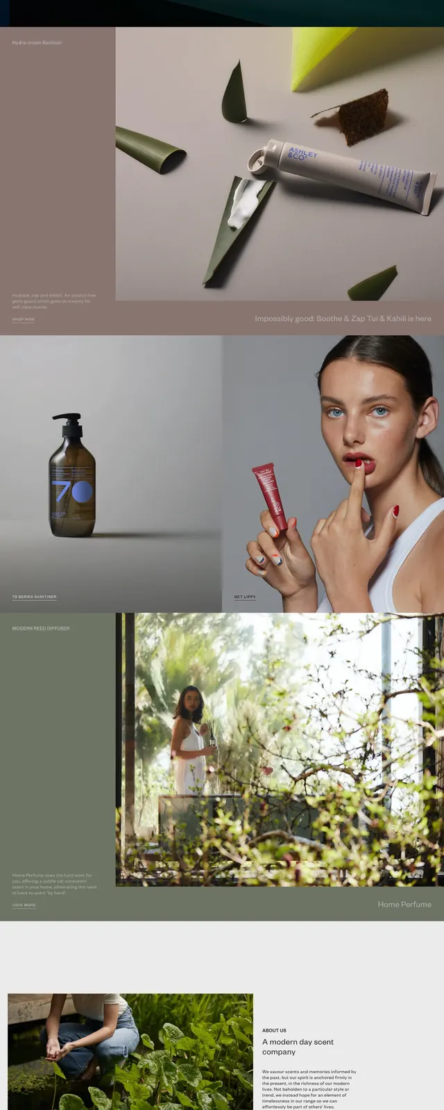 Ashley & Co Luxury Fragrance Landing Page, editorial, minimal, vibrant