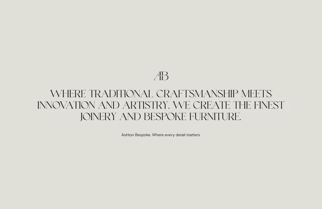 Ashton Bespoke brand statement hero, minimal, light-mode, light