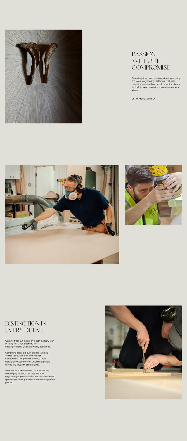 Ashton Bespoke craftsmanship editorial, minimal, light-mode, light