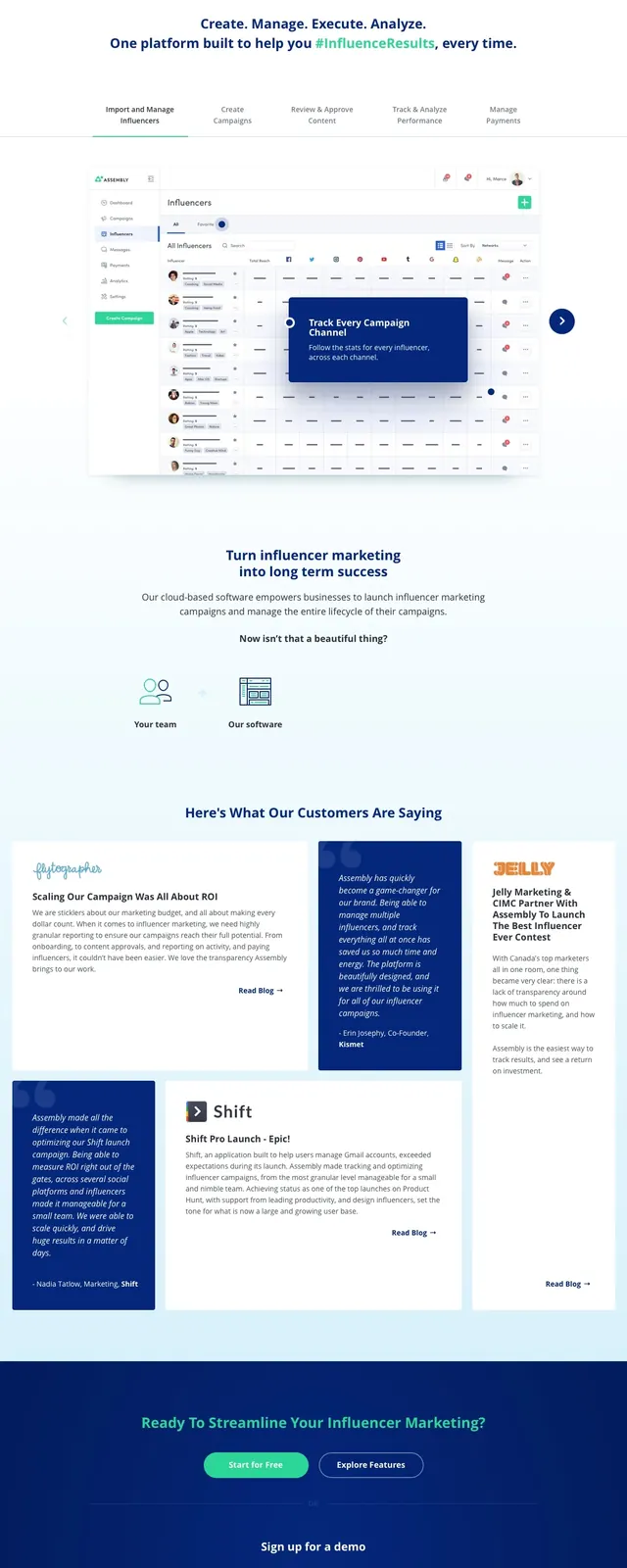 Assembly Influencer Marketing Platform, corporate-clean, light-mode, cool