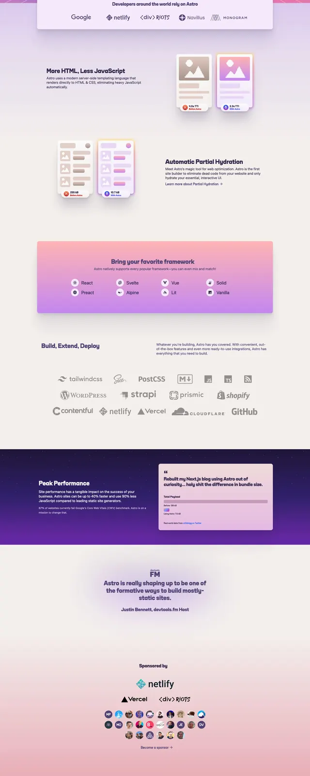 Astro Build Landing Page, corporate-clean, gradient-heavy, vibrant