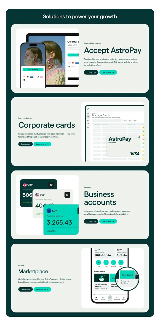 AstroPay business solutions zigzag, minimal, dark-mode, dark