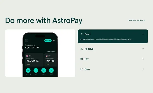 AstroPay do more accordion split, minimal, light-mode, light