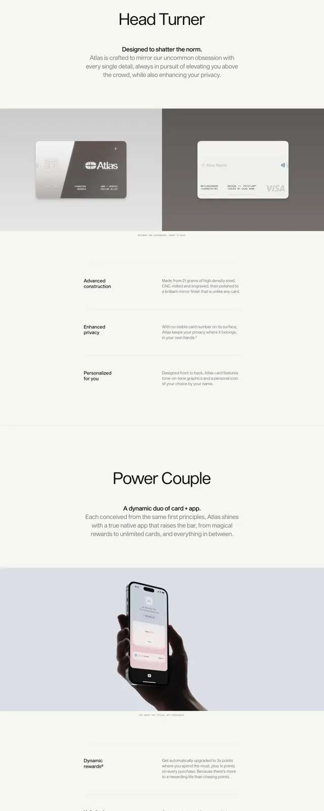 Atlascard Luxury Fintech Landing Page, minimal, luxury, muted
