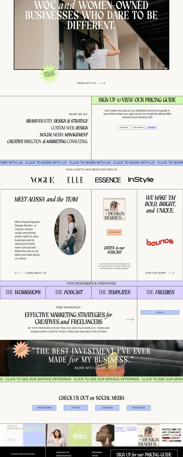 Alyssa Nguyen Brand Design Studio, editorial, neo-brutalist, high-contrast