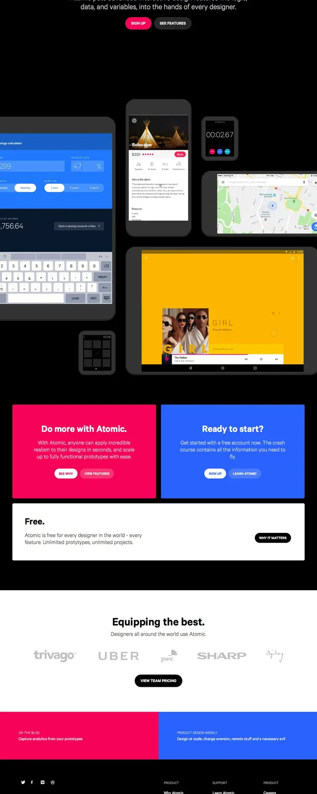 Atomic 5 Interactive Design Landing Page, dark-mode, minimal, dark