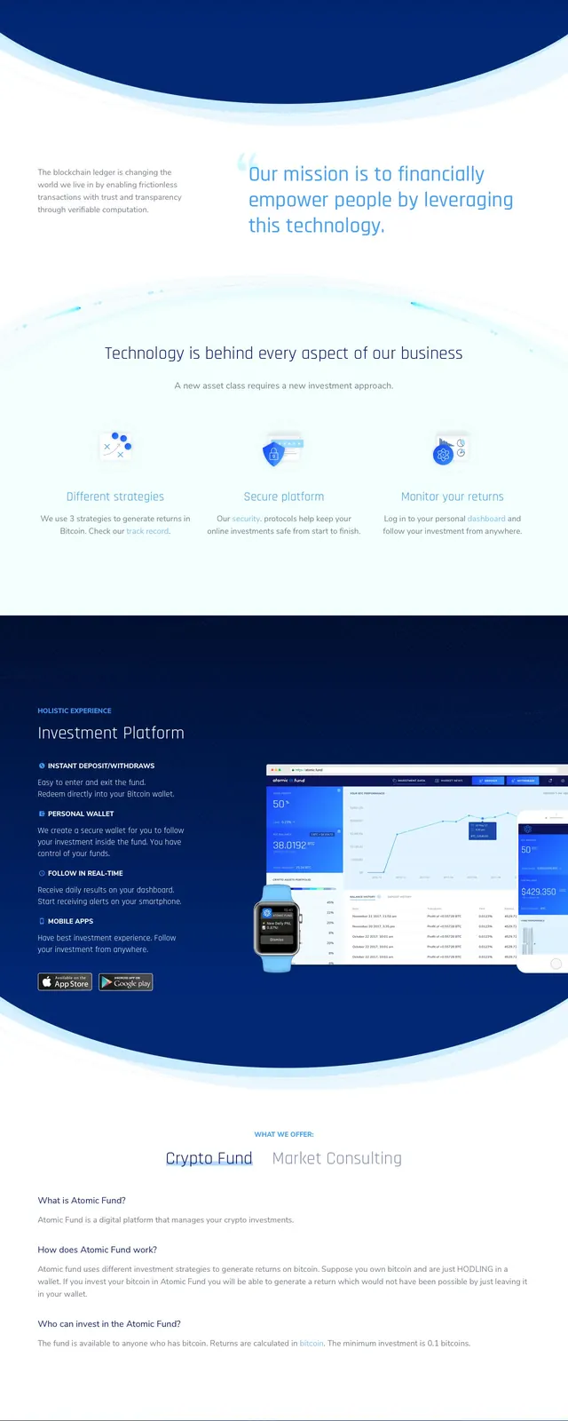 Atomic Fund Crypto Platform, corporate-clean, dark-mode, dark