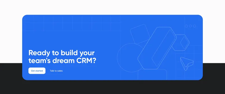 Attio blue dream CRM CTA card, minimal, corporate-clean, vibrant