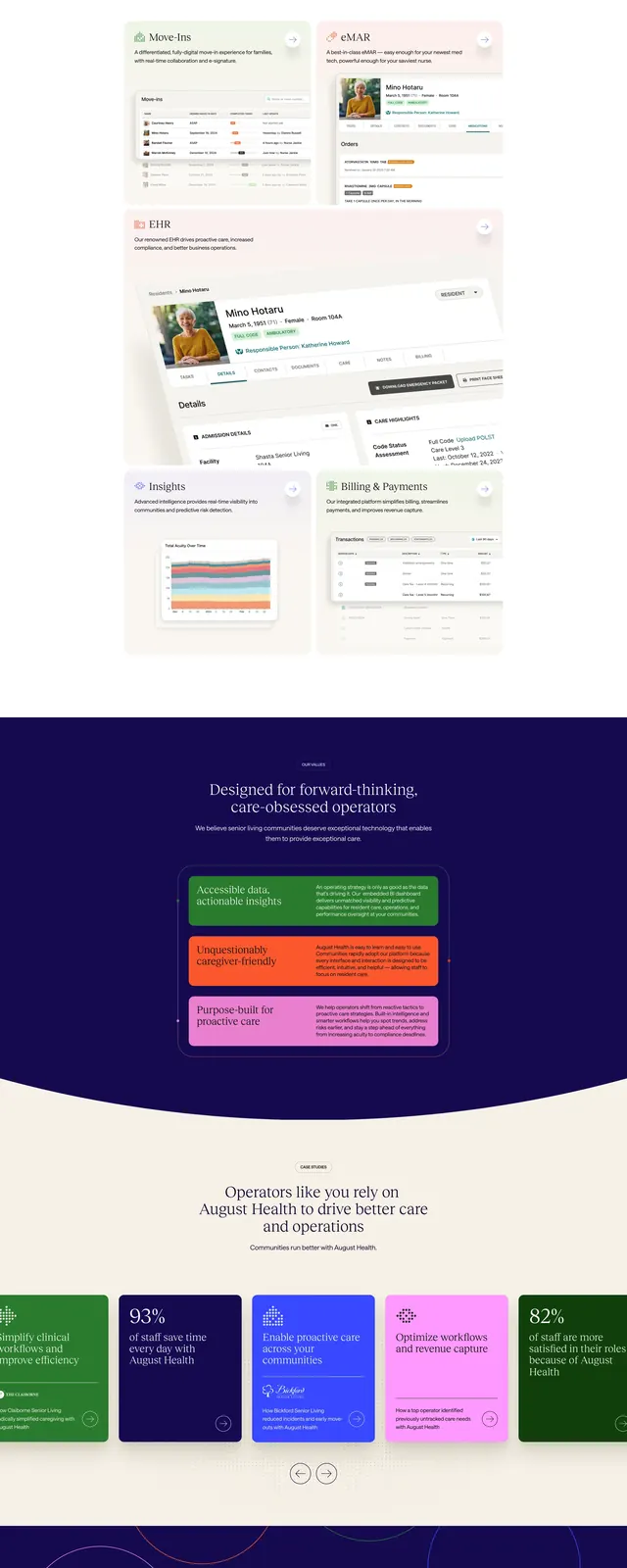 August Health EHR Landing Page, corporate-clean, organic, vibrant