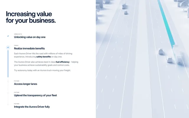 Aurora business value timeline feature, minimal, light-mode, light