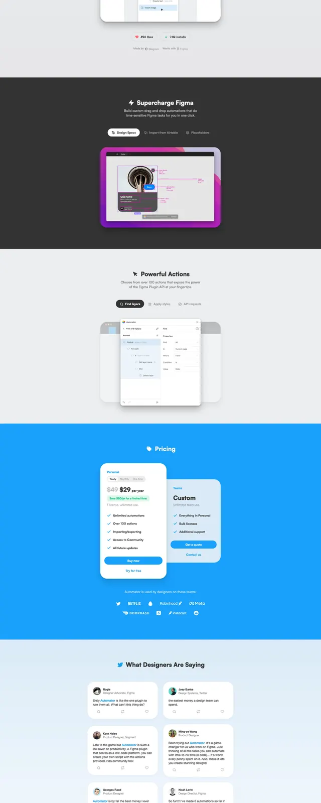 Automator for Figma Landing Page, minimal, corporate-clean, light