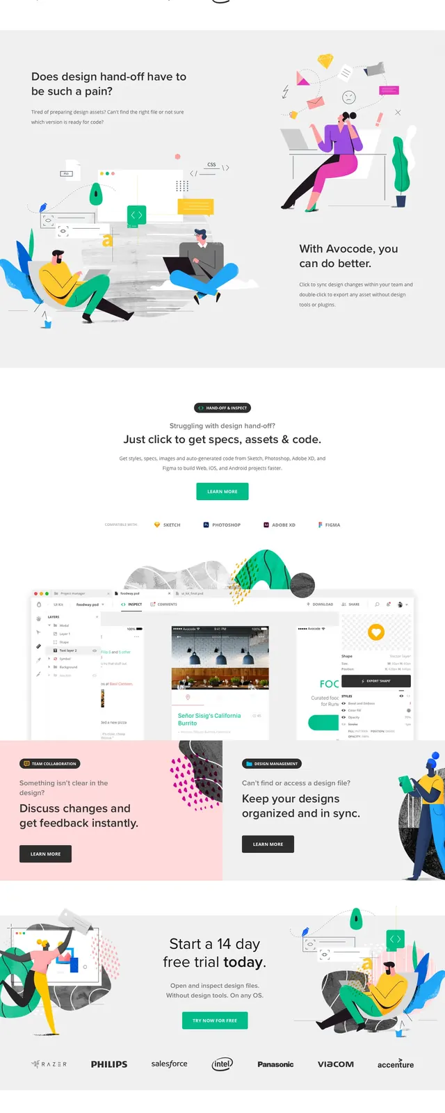 Avocode Product Landing Page, corporate-clean, minimal, light