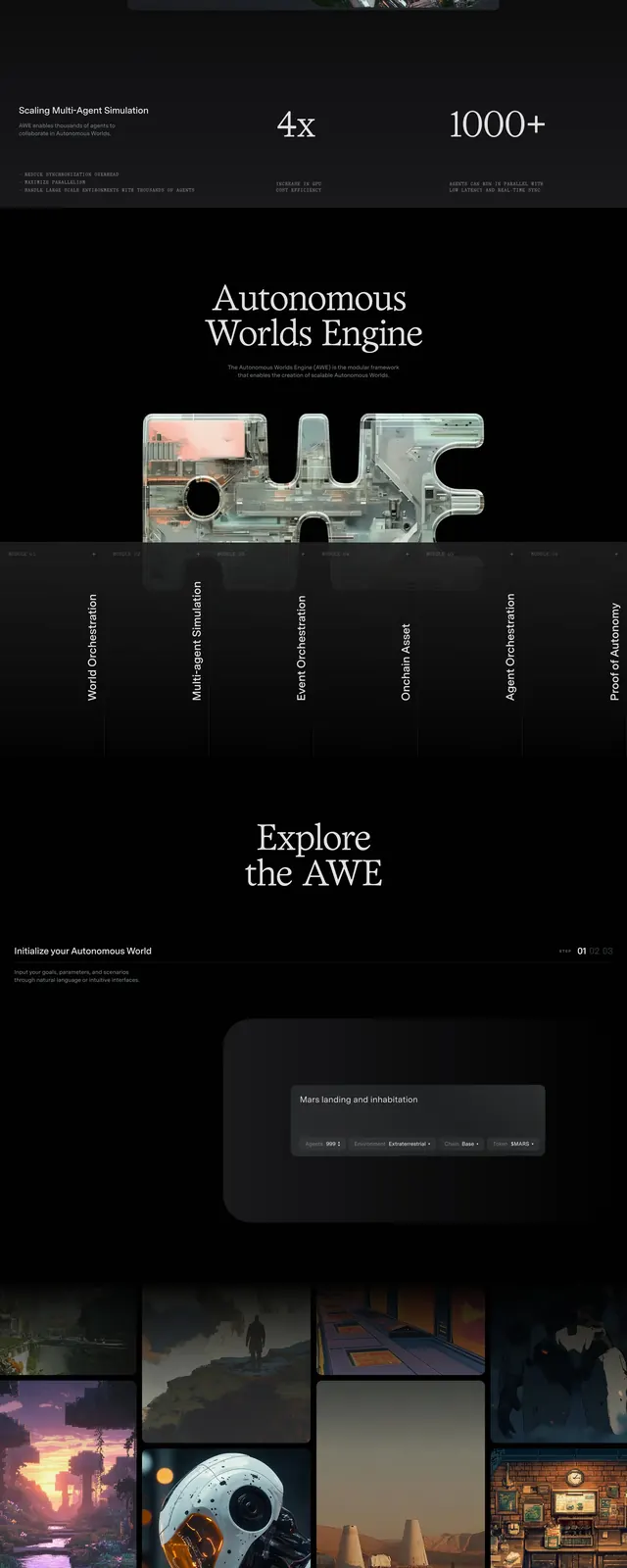 Awenetwork AI Landing Page, dark-mode, editorial, dark