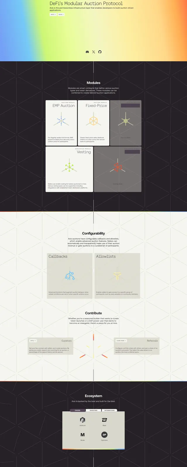 Axis DeFi Auction Protocol, gradient-heavy, technical, vibrant