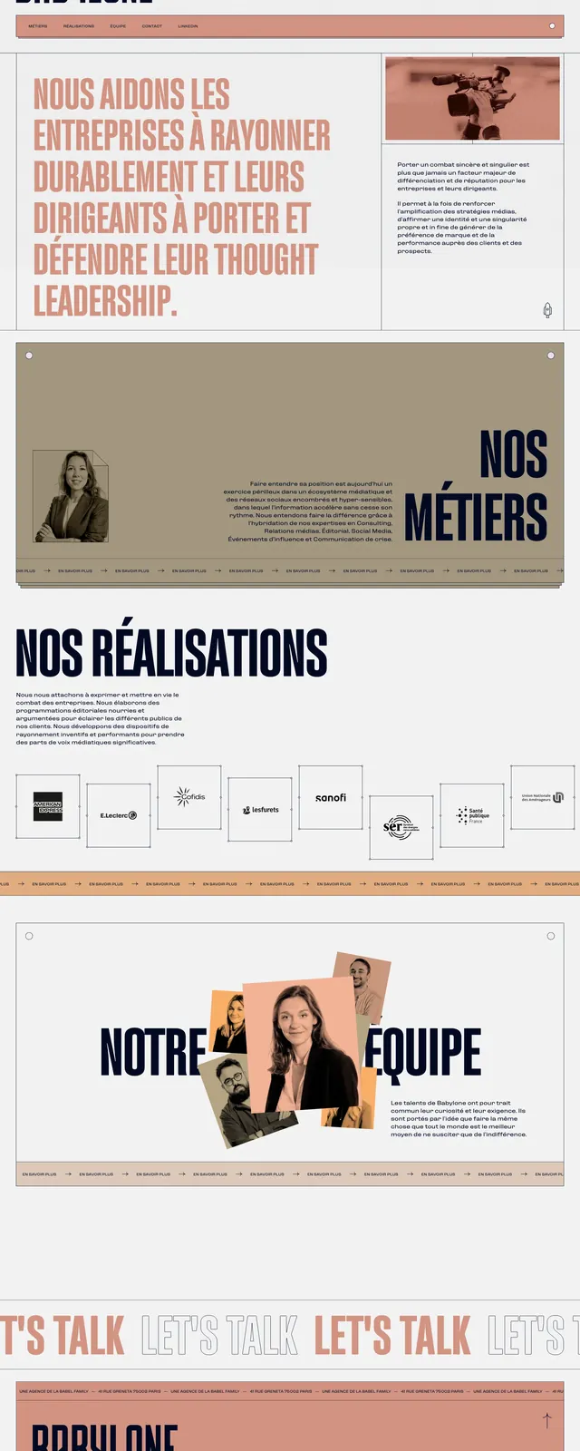 Babylone Agency Landing Page, editorial, minimal, high-contrast