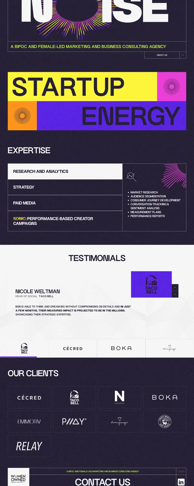 Backgroundnoise Agency Landing Page, neo-brutalist, maximalist, high-contrast