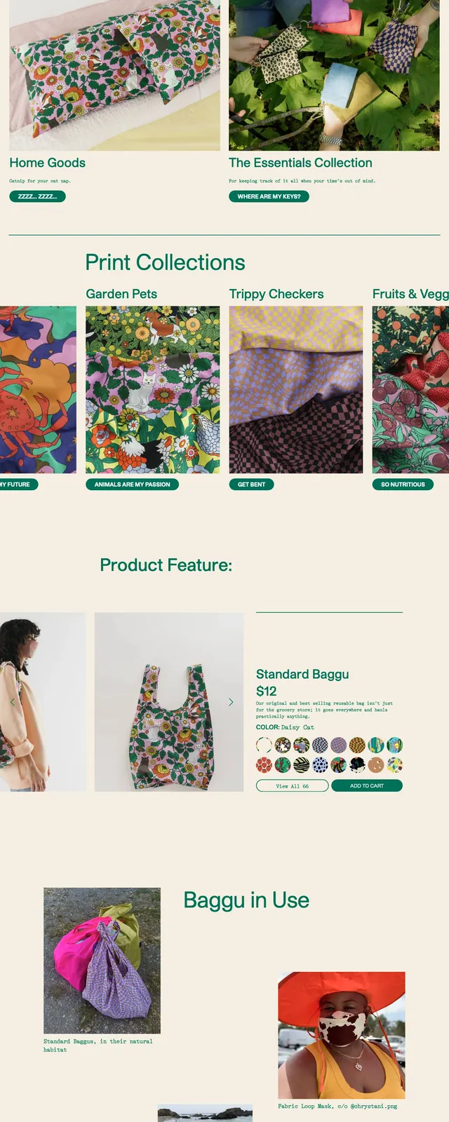 Baggu E-commerce Landing Page, playful, illustrated, vibrant