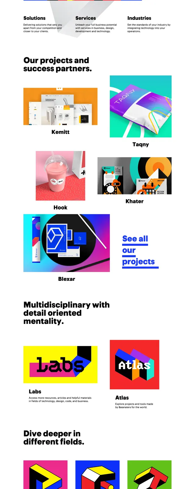 Baianat Digital Agency Landing Page, neo-brutalist, geometric, high-contrast