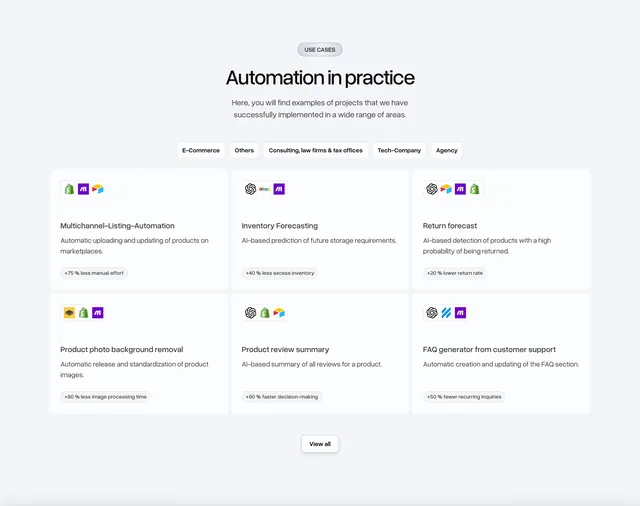 Bakedwith automation use cases grid, minimal, corporate-clean, light