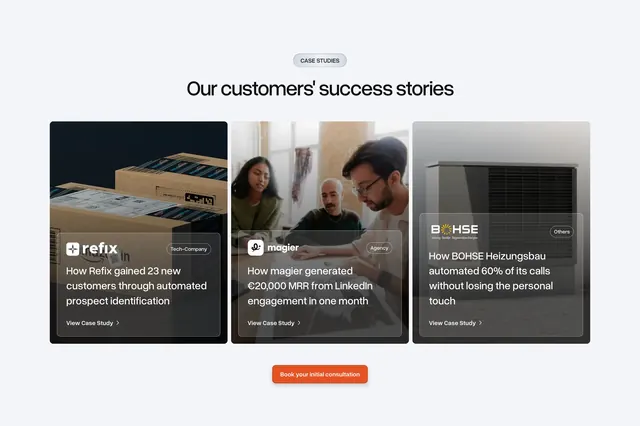 Bakedwith case study showcase, minimal, glassmorphism, light