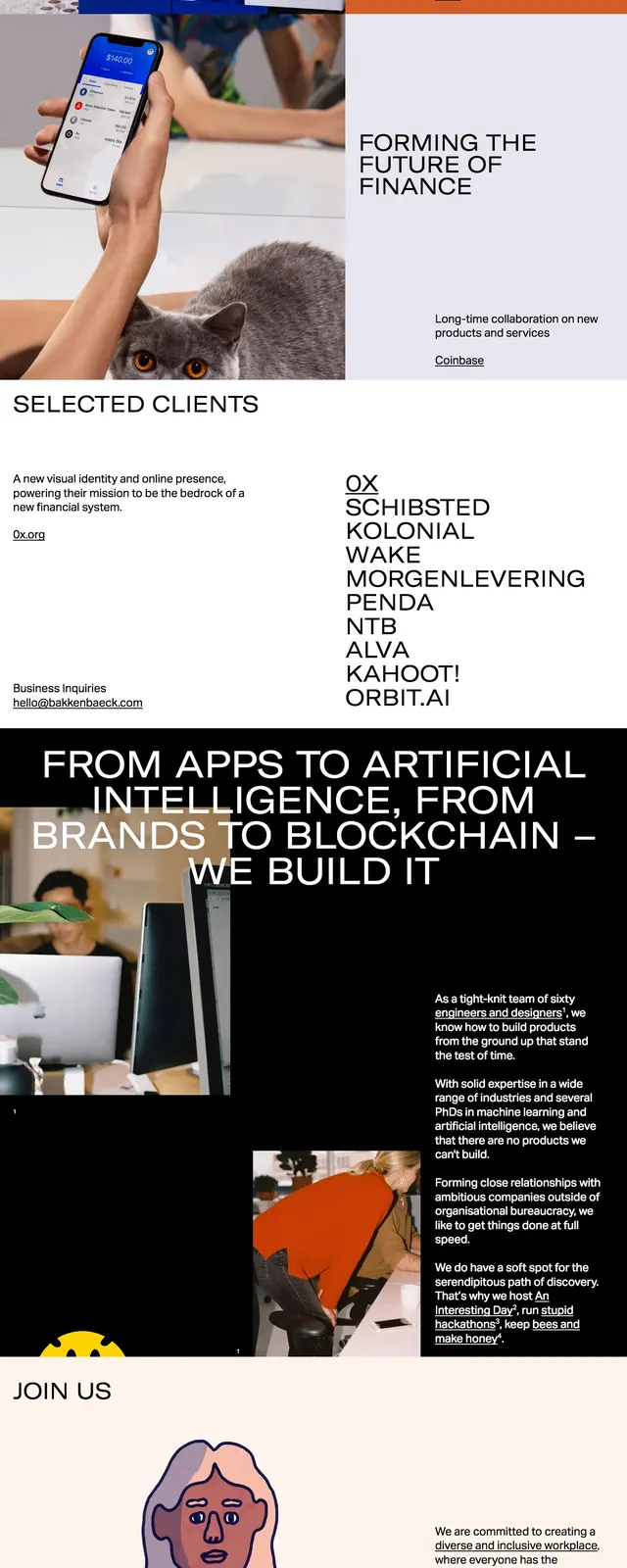 Bakkenbaeck Digital Studio Landing Page, minimal, swiss, high-contrast