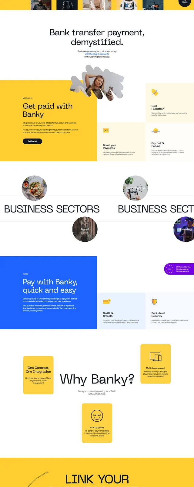 Banky Fintech Landing Page, neo-brutalist, playful, vibrant