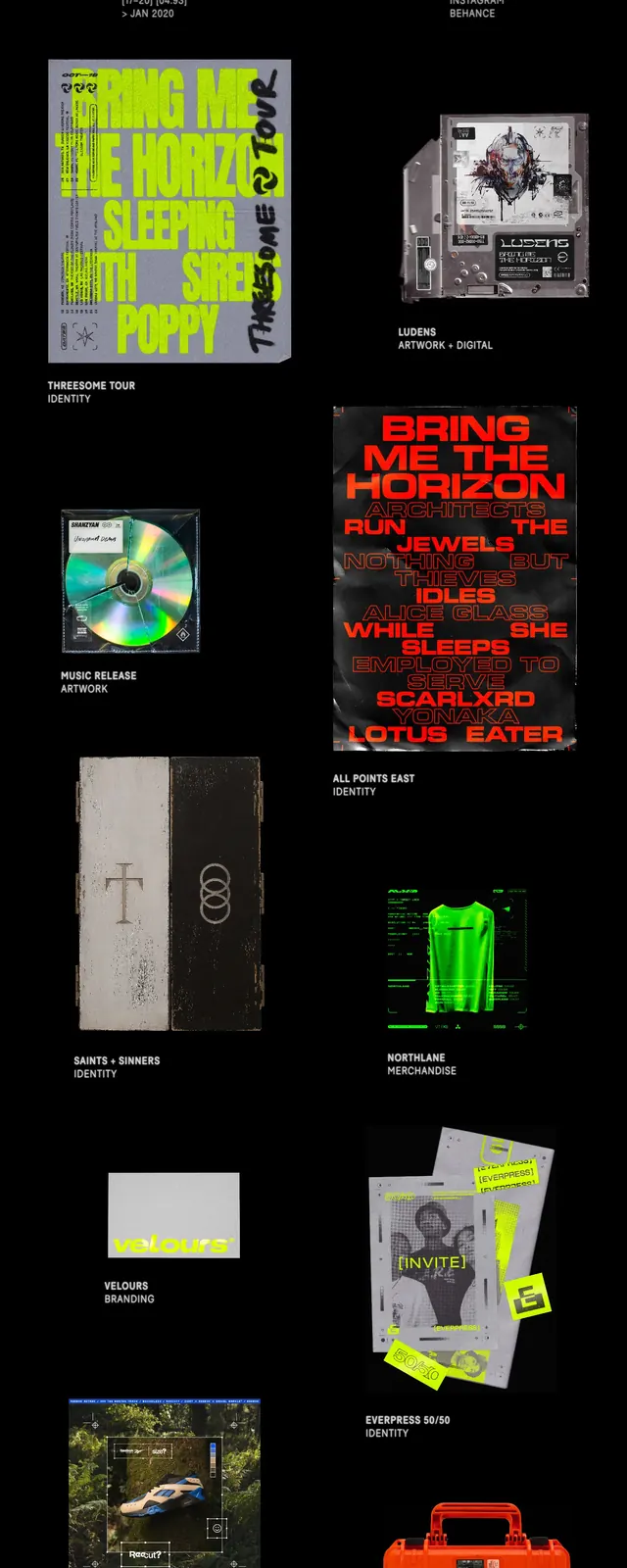 Barkle Portfolio, brutalist, neo-brutalist, dark