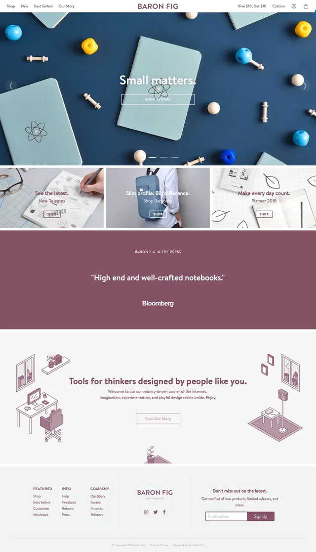 Baronfig Stationery Landing Page, minimal, editorial, muted