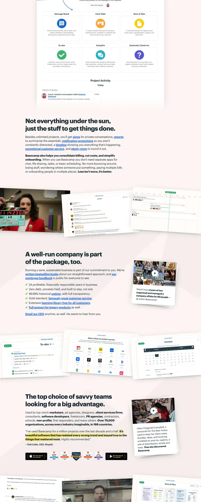Basecamp 2 Landing Page, minimal, corporate-clean, light
