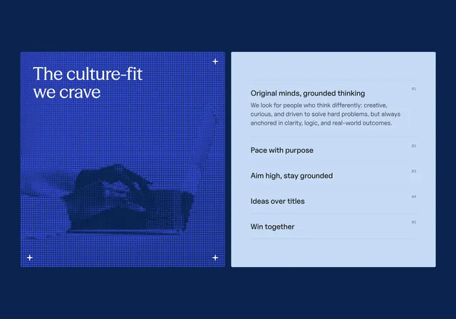 Baselayer culture values split panel, minimal, dark-mode, dark