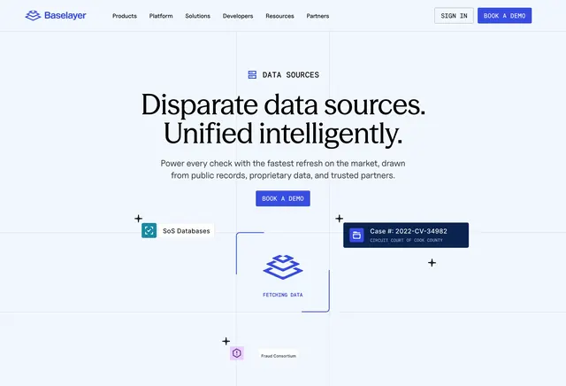 Baselayer data sources unification hero, minimal, light-mode, light