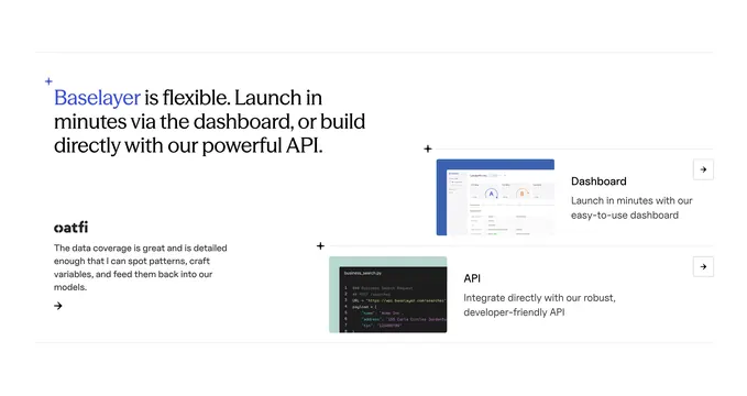 Baselayer platform utility with code preview, minimal, corporate-clean, light