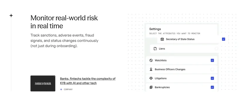Baselayer real-time risk monitoring feature, minimal, corporate-clean, light