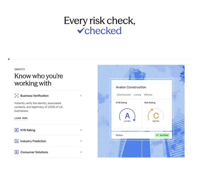 Baselayer identity verification feature tabs, minimal, editorial, light