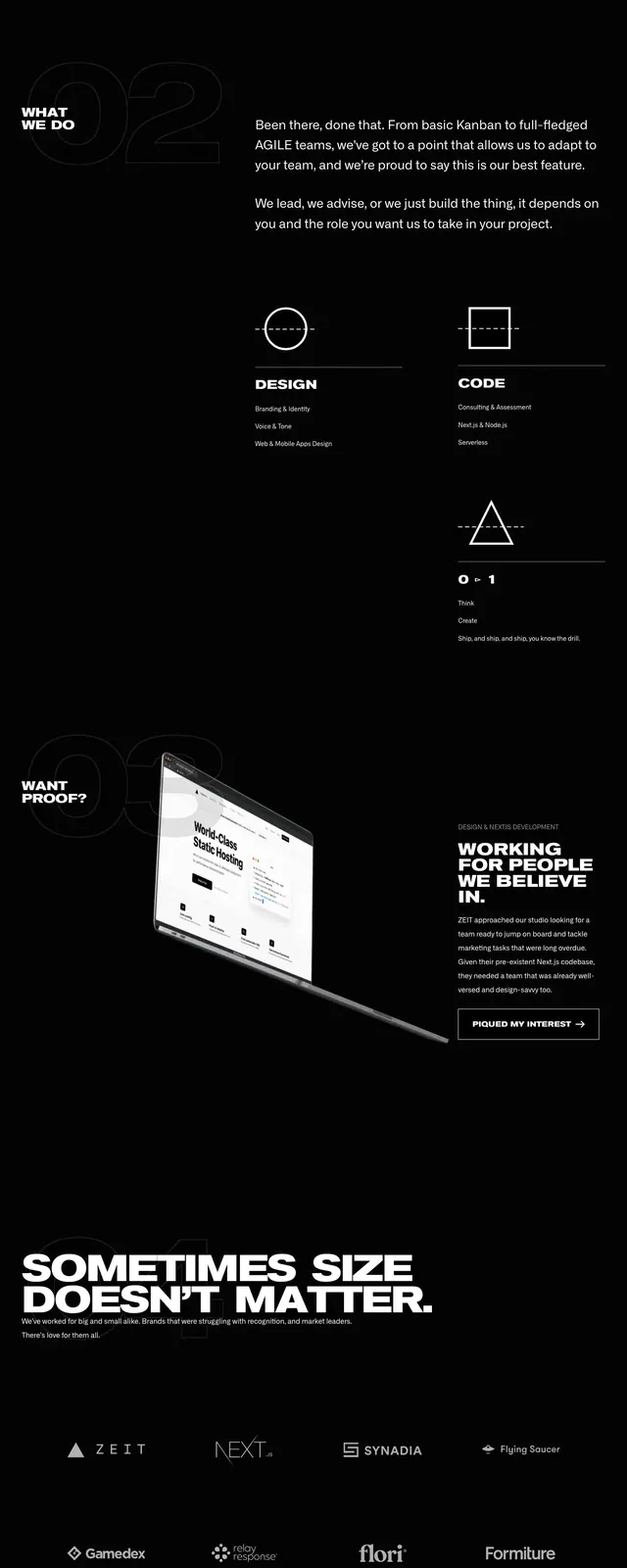 Basement Studio Portfolio, brutalist, dark-mode, dark